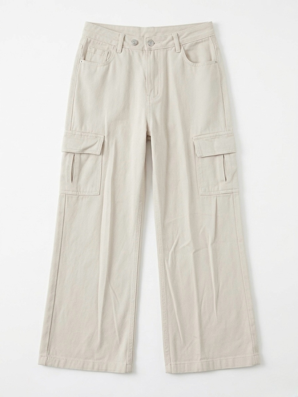 refuge Wide Leg Cargo Jeans in Light Beige